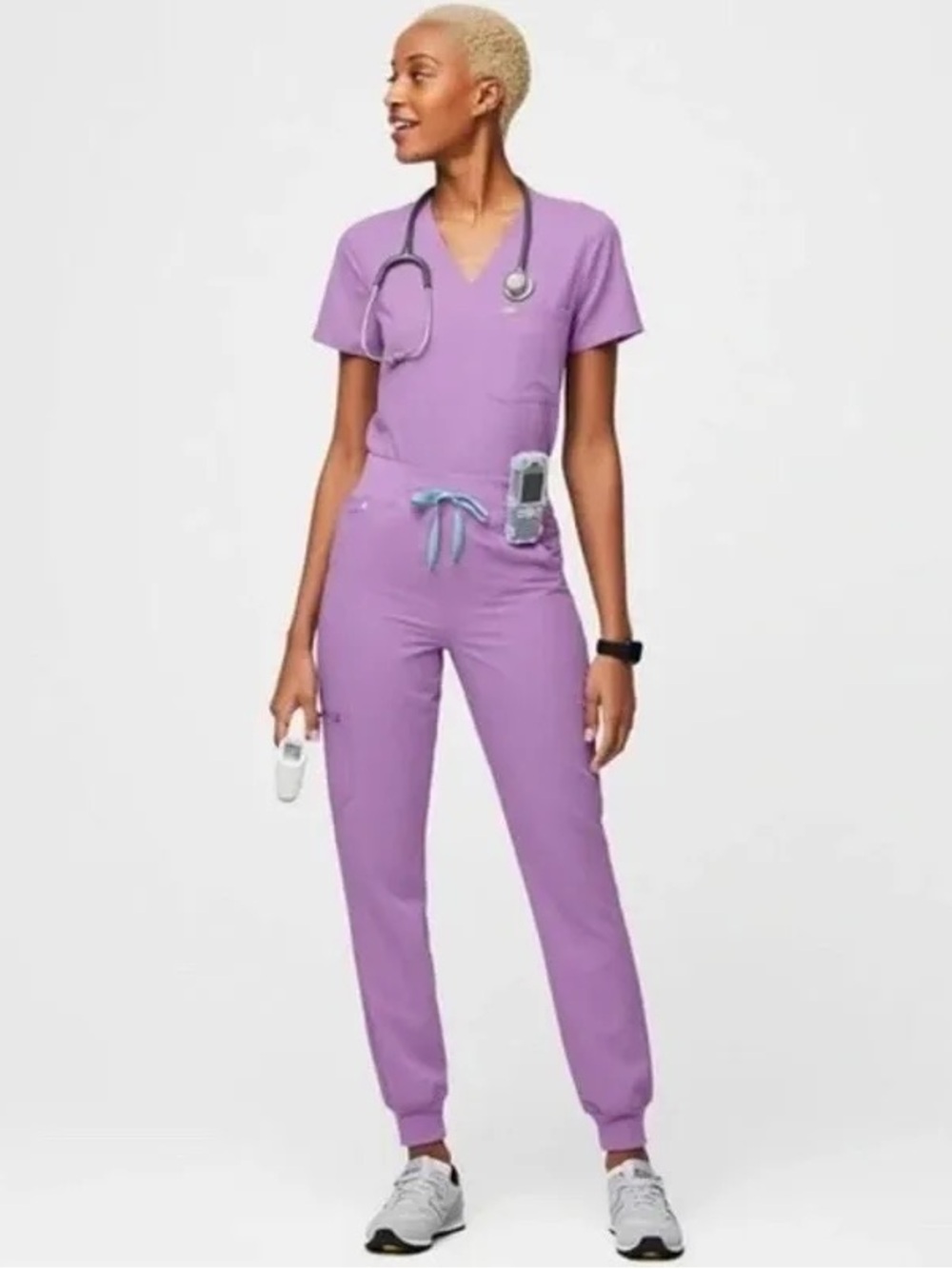 Figs Scrubs High Waisted Zamora Jogger Pants in Lilac Dawn XS